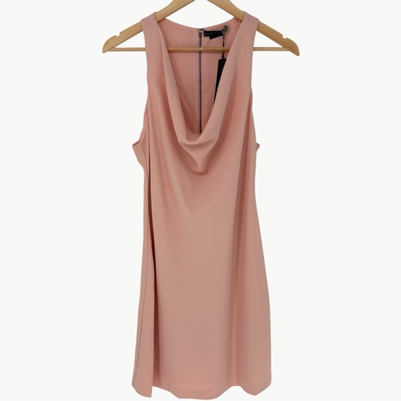 NWT Alice + Olivia Harmony Cowl Neck Racer Back Mini Dress | Sz 8 | Blush Pink - Picture 9 of 14